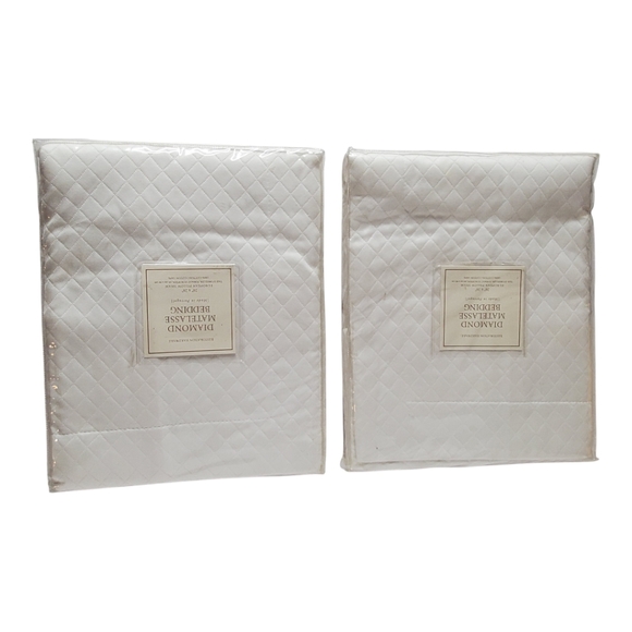 Pair of Restoration Hardware Diamond Matelasse Bedding Euro Sham White (2) Shams